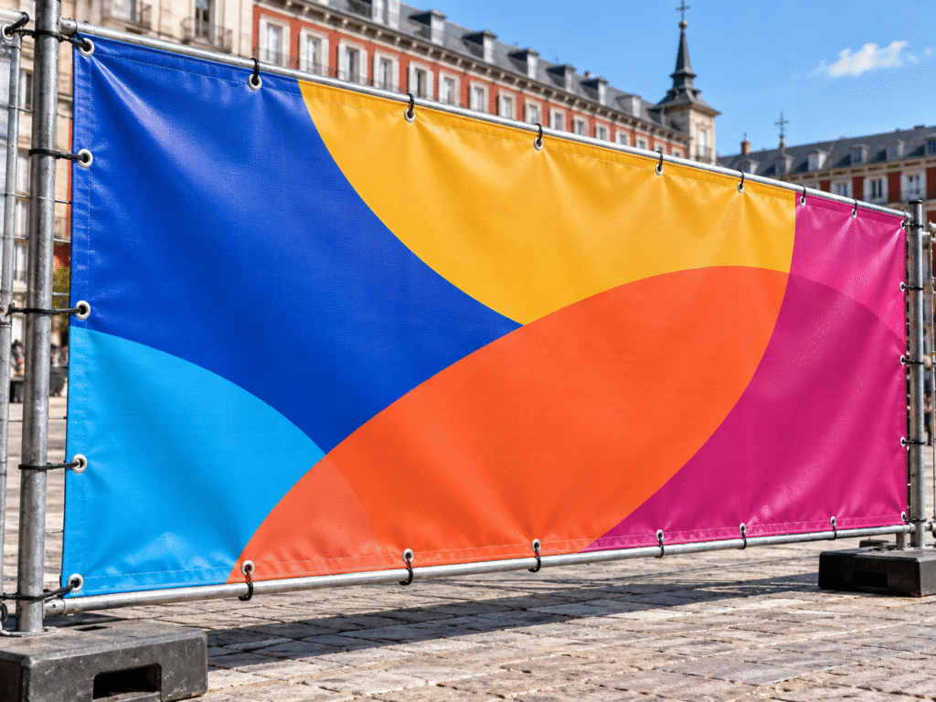 Lona publicitaria impresa con ojales para exterior