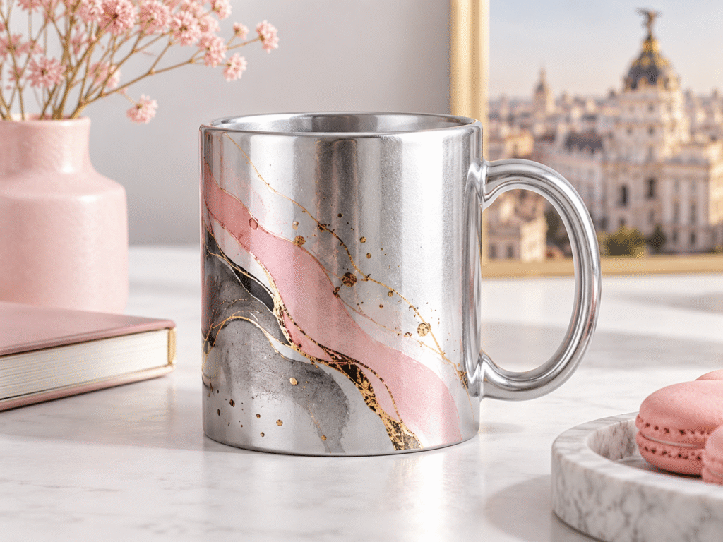 Taza metalizada personalizada a color